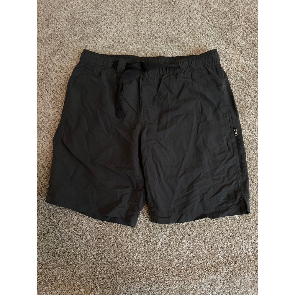 The North Face Mens Shorts Large Black FlashDry Belted Hiking Cargo 9" Lined